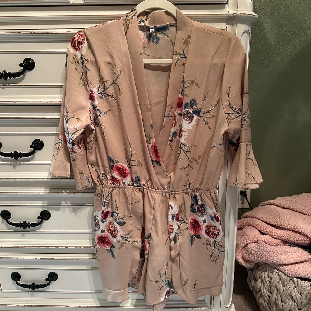 Floral Beige Juniors Romper